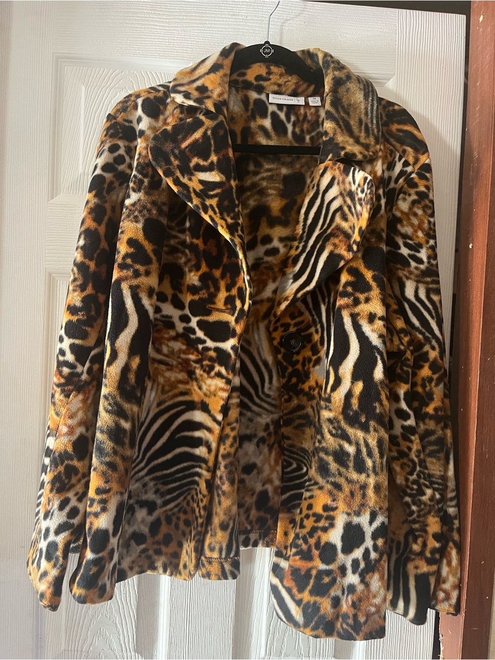 Susan Graver Mixed Animal Print Polar Fleece Jacket - Size 2X (Like New)